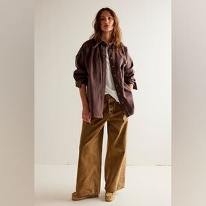 Free People We The Free Silverado Shirt Coconut Shell Brown